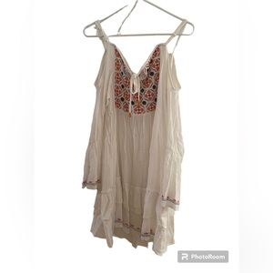 Cream No Shoulder Long Top or Dress